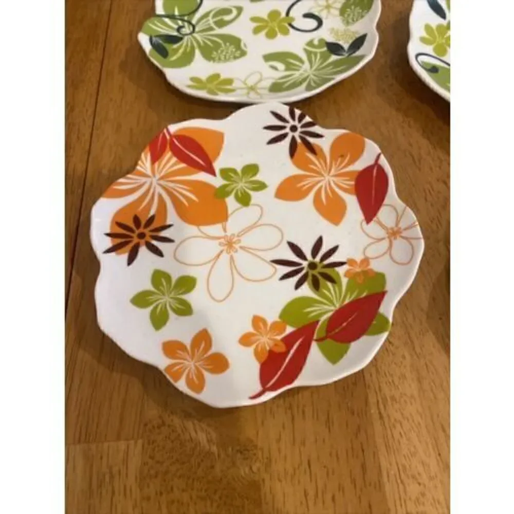 4 PIER 1 IMPORTS PORCELAIN WITH SCALLOP EDGE SAUCERS DIPPING DISHES 5.5 INCHES
